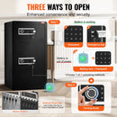 VEVOR divdurvju 204 l seifs ar atslēgas un paroles slēdzeni, drošības seifs ar ugunsdrošo somu, atslēgu turētāju, LED apgaismojumu un 2 augstuma regulējamiem un noņemamiem plauktiem naudai, dokumentiem, rotaslietām un vērtīgām lietām, melns