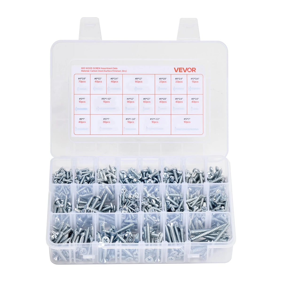 VEVOR Screw and Nut Set 2250 Pieces, Metric and Imperial Machine Screws with Flat Washers, Alloy Steel, M3/M4/M5/M6/M8, Zinc Plated White, for Equipment and Vehicle Assembly