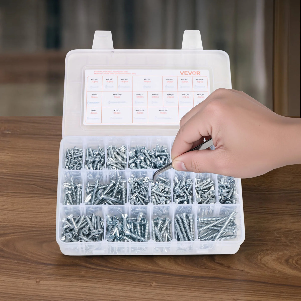 VEVOR Screw and Nut Set 2250 Pieces, Metric and Imperial Machine Screws with Flat Washers, Alloy Steel, M3/M4/M5/M6/M8, Zinc Plated White, for Equipment and Vehicle Assembly