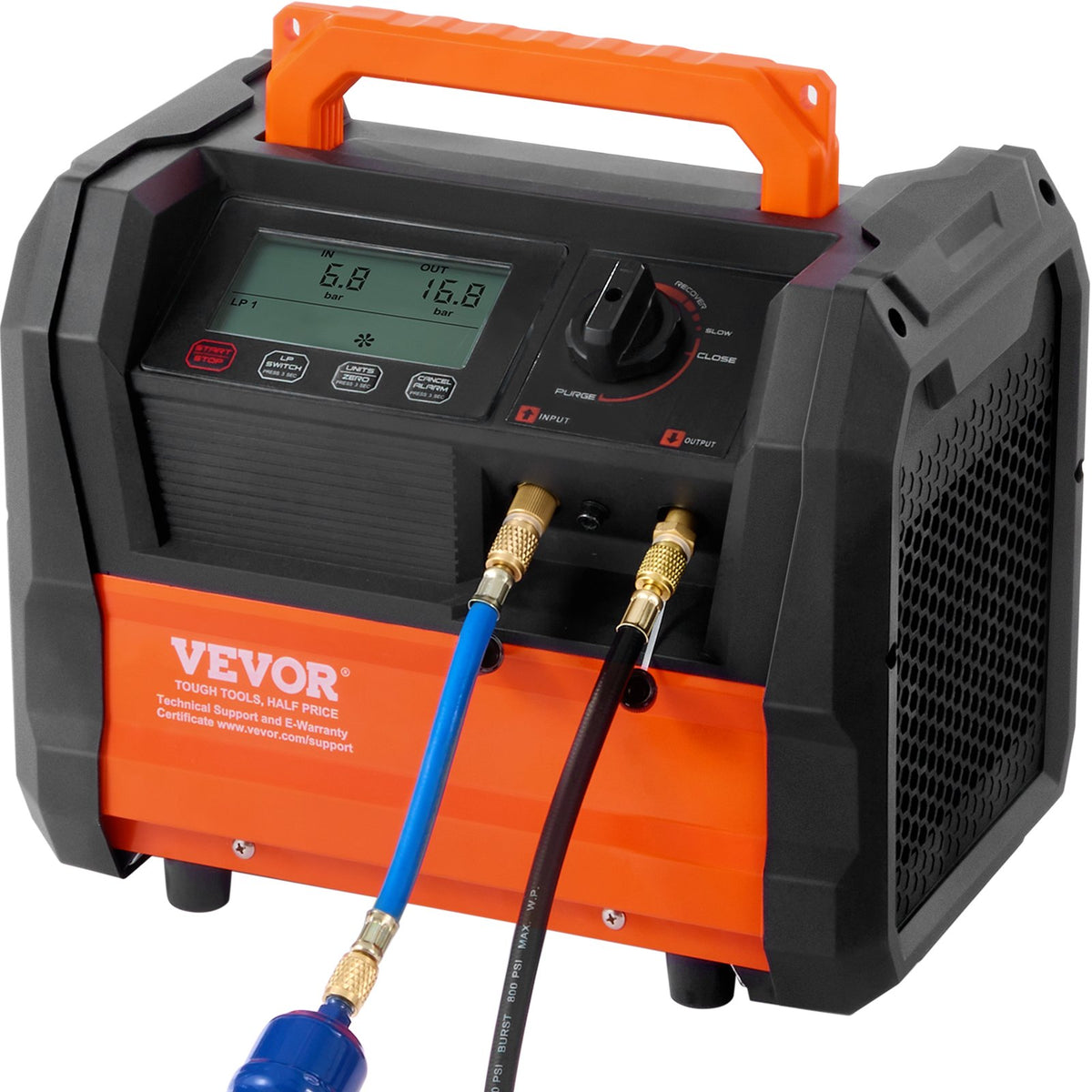 VEVOR Refrigerant Recovery Machine, 0.75 kW Power, Dual-Cylinder System with 3000 RPM Brushless Motor, Portable, for Freon and Other Refrigerants from Automotive, Air Conditioning and HVAC Systems