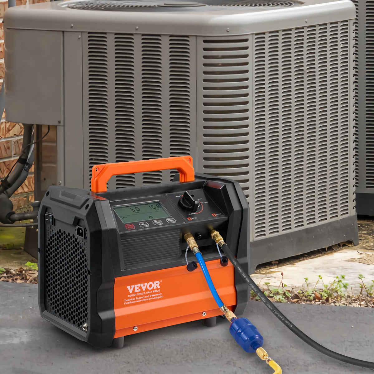 VEVOR Refrigerant Recovery Machine, 0.75 kW Power, Dual-Cylinder System with 3000 RPM Brushless Motor, Portable, for Freon and Other Refrigerants from Automotive, Air Conditioning and HVAC Systems