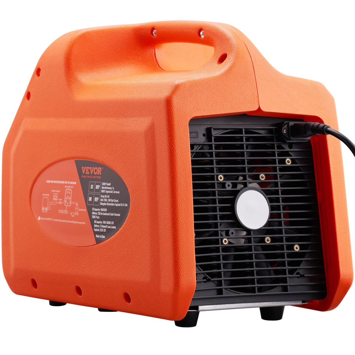 VEVOR Portable Refrigerant Recovery Unit, 0.56 kW Power, High Pressure Protection, 220–240 V, 60 Hz, for Vapour and Liquid Refrigerant Recovery from Automotive Air Conditioning and HVAC Systems