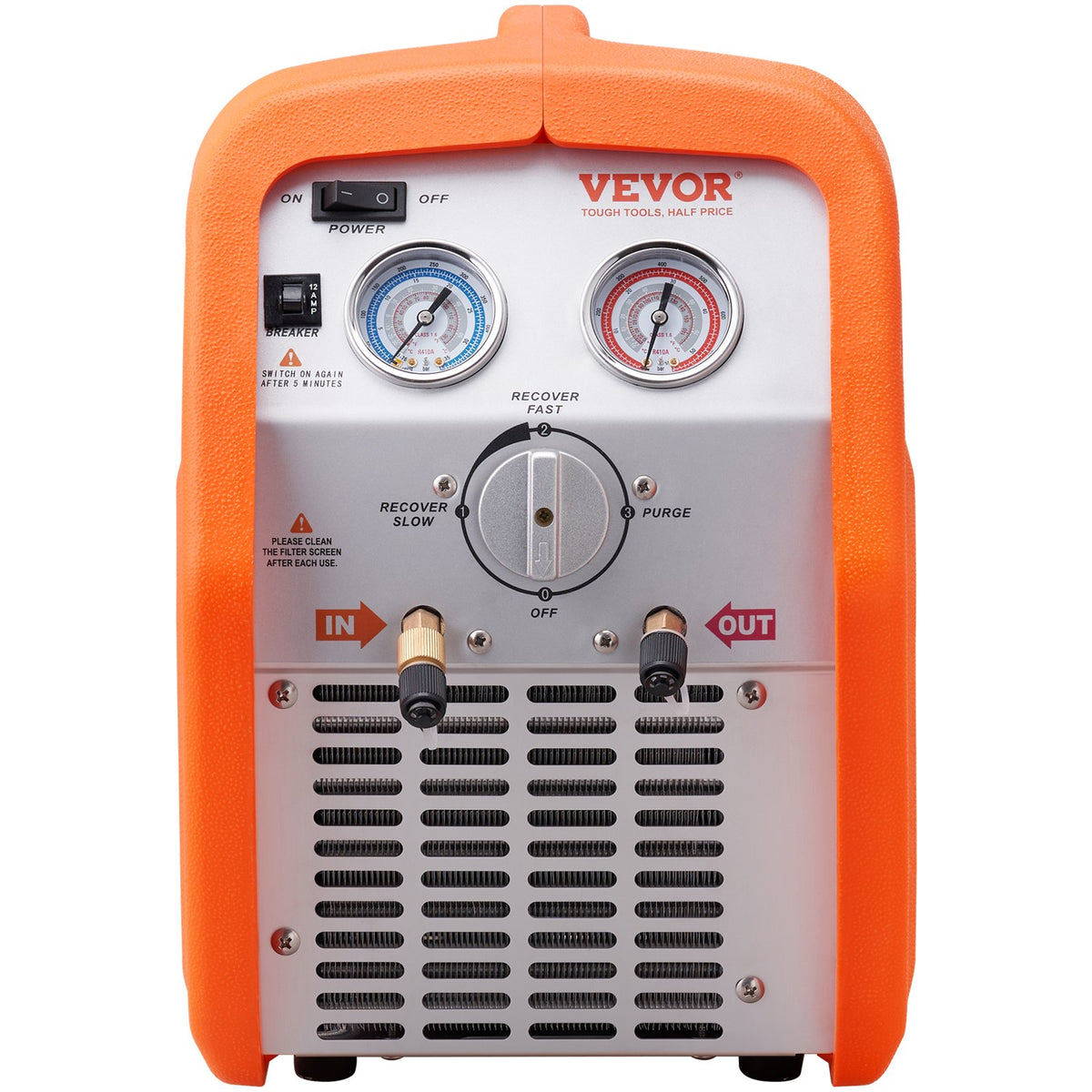 VEVOR Portable Refrigerant Recovery Unit, 0.56 kW Power, High Pressure Protection, 220–240 V, 60 Hz, for Vapour and Liquid Refrigerant Recovery from Automotive Air Conditioning and HVAC Systems