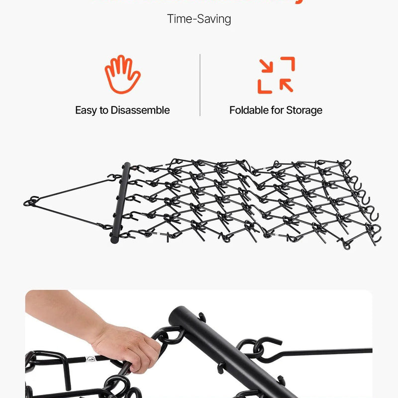 VEVOR ķēžu ecēšas 1220 x 1220 mm, ar 69 asiem zobiem, Q235 tērauds, velkamas ar ATV, UTV un traktoriem, paredzētas augsnes sagatavošanai, sēšanai, teritoriju izlīdzināšanai un grants ceļu kopšanai - ZEMLETES.LV