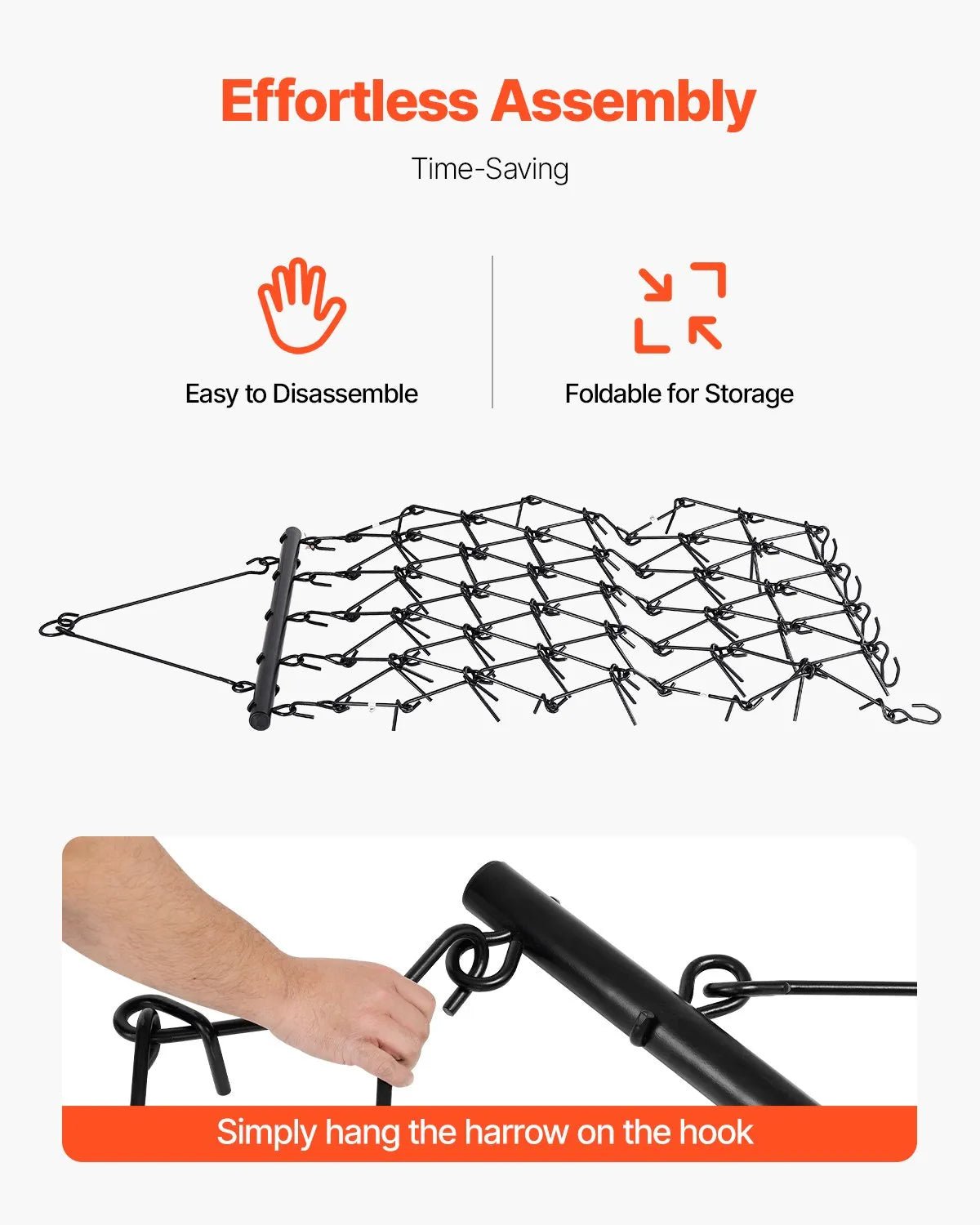 VEVOR ķēžu ecēšas 1220 x 1700 mm, ar 80 asiem zobiem, Q235 tērauds, velkamas ar ATV, UTV un traktoriem, paredzētas augsnes sagatavošanai, sēšanai, teritoriju izlīdzināšanai un grants ceļu kopšanai - ZEMLETES.LV