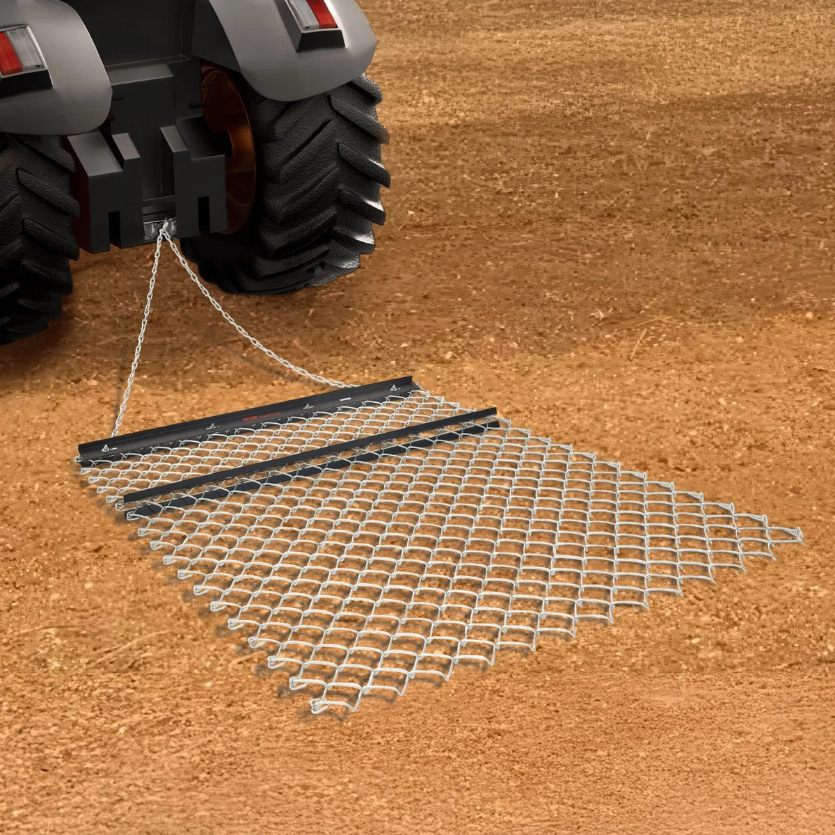 VEVOR ķēžu ecēšas 1220 x 1520 mm, Q235 tērauds, velkamas ar UTV un traktoru, paredzētas teritoriju izlīdzināšanai un augsnes sagatavošanai, piemērotas grants ceļiem, laukiem un dārziem, melnas - ZEMLETES.LV