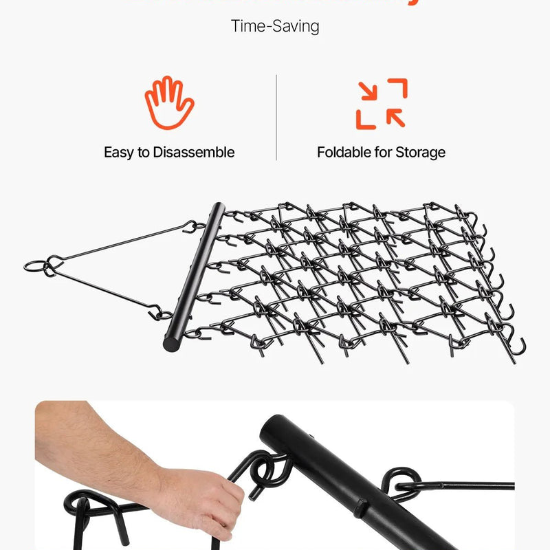 VEVOR ķēžu ecēšas 1520 x 1370 mm, ar 60 asiem zobiem, Q235 tērauds, velkamas ar ATV, UTV un traktoriem, paredzētas augsnes sagatavošanai, sēšanai, teritoriju izlīdzināšanai un grants ceļu kopšanai - ZEMLETES.LV