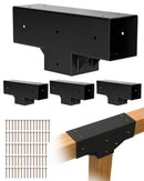 VEVOR pergolas stiprinājumu komplekts 92 × 92 mm koka brusām, T veida 3 virzienu savienojumi ar skrūvēm, pergolām, lapenēm un DIY koka konstrukcijām, 4 gab.9