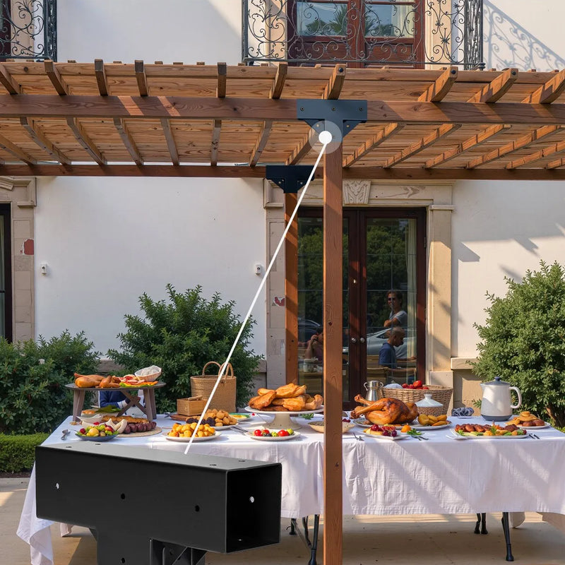 VEVOR pergolas stiprinājumu komplekts 92 × 92 mm koka brusām, T veida 3 virzienu savienojumi ar skrūvēm, pergolām, lapenēm un DIY koka konstrukcijām, 4 gab.9