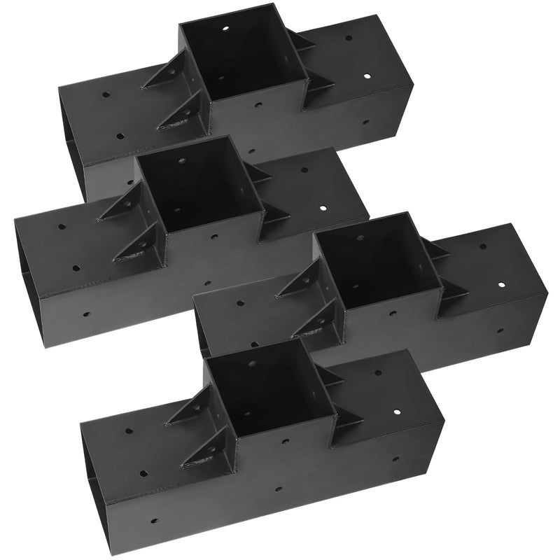 VEVOR pergolas stiprinājumu komplekts 92 × 92 mm koka brusām, T veida 3 virzienu savienojumi ar skrūvēm, pergolām, lapenēm un DIY koka konstrukcijām, 4 gab.9