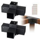 VEVOR pergolas stūra stiprinājumu komplekts 102 × 102 mm, iekšējais izmērs 91 × 91 mm, 4 virzienu lielas slodzes savienojumi koka brusām un stabiem, lapenēm un nojumēm, 2 gab.