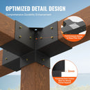 VEVOR pergolas stūra stiprinājumu komplekts 102 × 102 mm, iekšējais izmērs 91 × 91 mm, 4 virzienu lielas slodzes savienojumi koka brusām un stabiem, lapenēm un nojumēm, 2 gab.