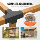 VEVOR pergolas stūra stiprinājumu komplekts 102 × 102 mm, iekšējais izmērs 91 × 91 mm, 4 virzienu lielas slodzes savienojumi koka brusām un stabiem, lapenēm un nojumēm, 2 gab.