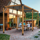 VEVOR pergolas stūra stiprinājumu komplekts 102 × 102 mm, iekšējais izmērs 91 × 91 mm, 4 virzienu lielas slodzes savienojumi koka brusām un stabiem, lapenēm un nojumēm, 2 gab.
