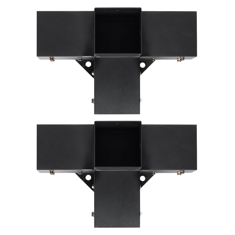 VEVOR pergolas stūra stiprinājumu komplekts 102 × 102 mm, iekšējais izmērs 91 × 91 mm, 4 virzienu lielas slodzes savienojumi koka brusām un stabiem, lapenēm un nojumēm, 2 gab.