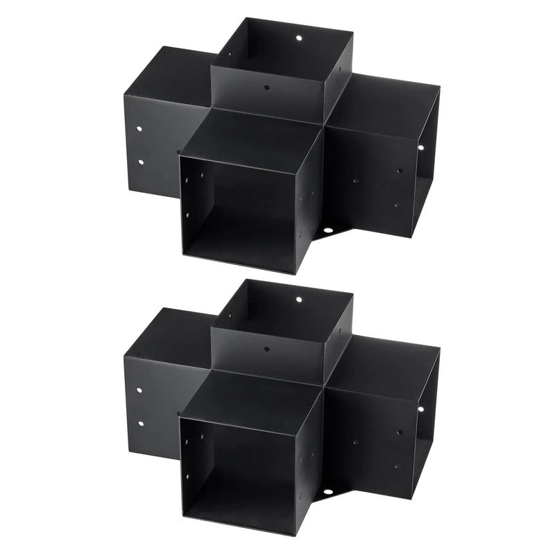 VEVOR pergolas stūra stiprinājumu komplekts 152 × 152 mm, iekšējais izmērs 142 × 142 mm, 4 virzienu lielas slodzes savienojumi koka brusām un stabiem, lapenēm, terases pergolām un koka nojumēm, 2 gab.