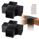 VEVOR pergolas stūra stiprinājumu komplekts 152 × 152 mm, iekšējais izmērs 142 × 142 mm, 4 virzienu lielas slodzes savienojumi koka brusām un stabiem, lapenēm, terases pergolām un koka nojumēm, 2 gab.