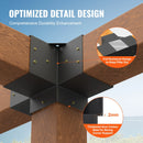 VEVOR pergolas stūra stiprinājumu komplekts 152 × 152 mm, iekšējais izmērs 142 × 142 mm, 4 virzienu lielas slodzes savienojumi koka brusām un stabiem, lapenēm, terases pergolām un koka nojumēm, 2 gab.