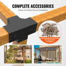 VEVOR pergolas stūra stiprinājumu komplekts 152 × 152 mm, iekšējais izmērs 142 × 142 mm, 4 virzienu lielas slodzes savienojumi koka brusām un stabiem, lapenēm, terases pergolām un koka nojumēm, 2 gab.
