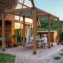 VEVOR pergolas stūra stiprinājumu komplekts 152 × 152 mm, iekšējais izmērs 142 × 142 mm, 4 virzienu lielas slodzes savienojumi koka brusām un stabiem, lapenēm, terases pergolām un koka nojumēm, 2 gab.