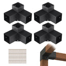 VEVOR pergolas stūra stiprinājumu komplekts 102 × 102 mm, iekšējais izmērs 91 × 91 mm, 3 virzienu savienojumi koka brusām un stabiem, lapenēm un nojumēm, 4 gab.