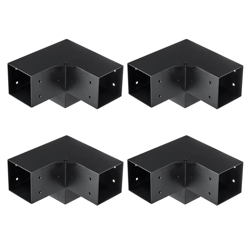 VEVOR pergolas stūra stiprinājumu komplekts 102 × 102 mm, iekšējais izmērs 91 × 91 mm, 3 virzienu savienojumi koka brusām un stabiem, lapenēm un nojumēm, 4 gab.