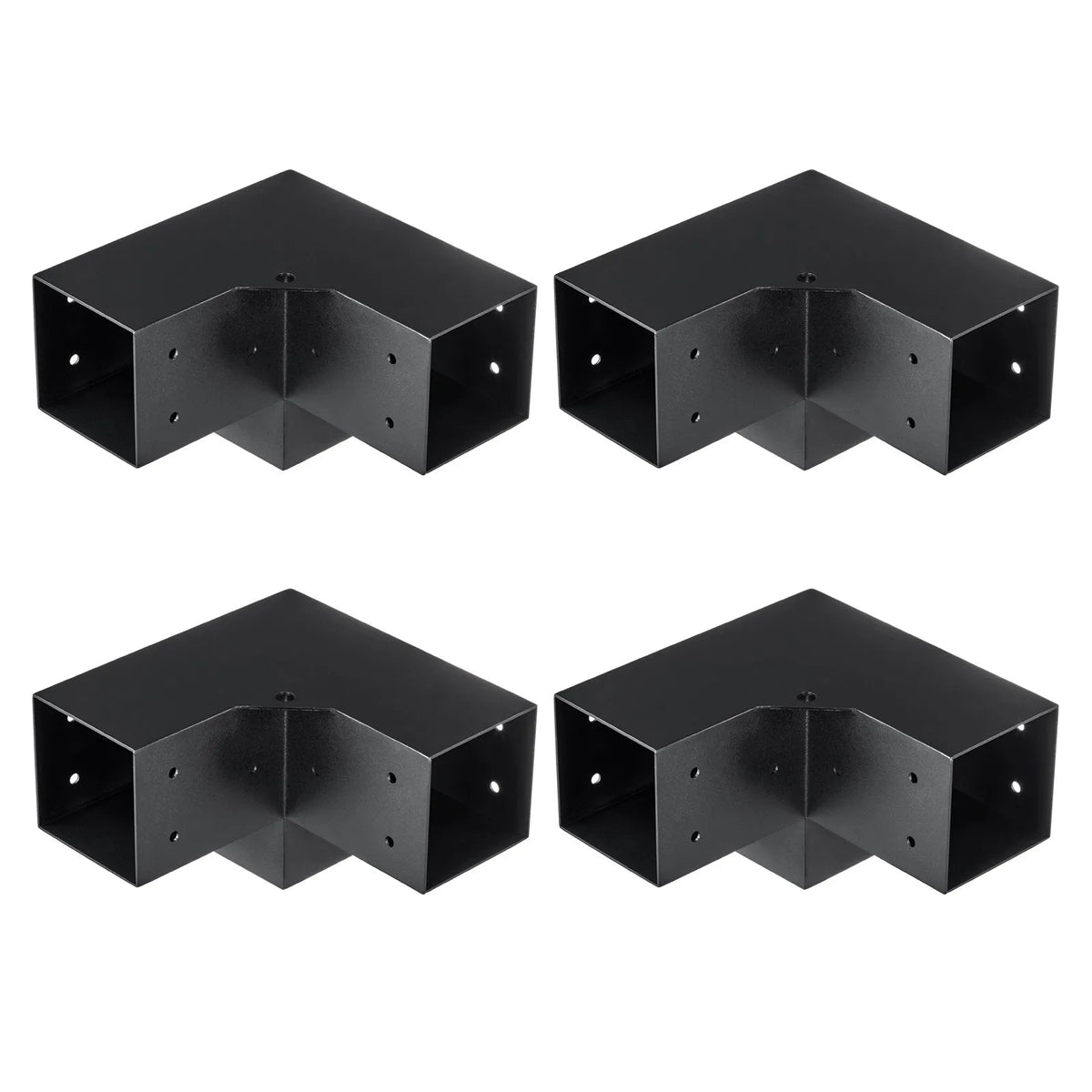 VEVOR pergolas stūra stiprinājumu komplekts 102 × 102 mm, iekšējais izmērs 91 × 91 mm, 3 virzienu savienojumi koka brusām un stabiem, lapenēm un nojumēm, 4 gab.