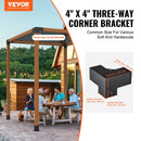 VEVOR pergolas stūra stiprinājumu komplekts 102 × 102 mm, iekšējais izmērs 91 × 91 mm, 3 virzienu savienojumi koka brusām un stabiem, lapenēm un nojumēm, 4 gab.
