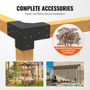 VEVOR pergolas stūra stiprinājumu komplekts 102 × 102 mm, iekšējais izmērs 91 × 91 mm, 3 virzienu savienojumi koka brusām un stabiem, lapenēm un nojumēm, 4 gab.