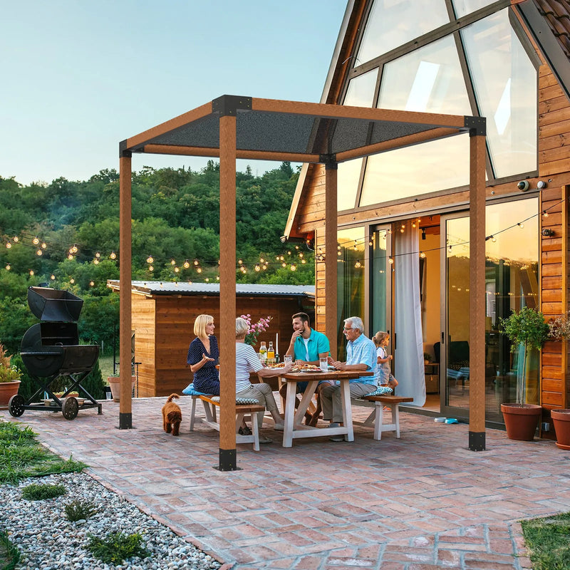 VEVOR pergolas stūra stiprinājumu komplekts 102 × 102 mm, iekšējais izmērs 91 × 91 mm, 3 virzienu savienojumi koka brusām un stabiem, lapenēm un nojumēm, 4 gab.