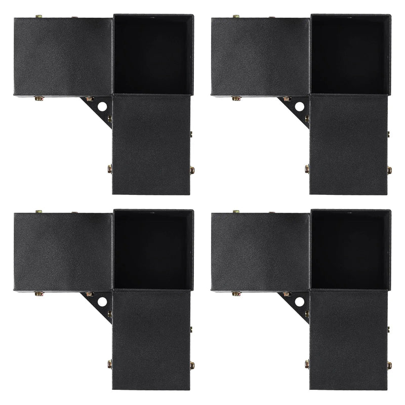 VEVOR pergolas stūra stiprinājumu komplekts 102 × 102 mm, iekšējais izmērs 91 × 91 mm, 3 virzienu savienojumi koka brusām un stabiem, lapenēm un nojumēm, 4 gab.