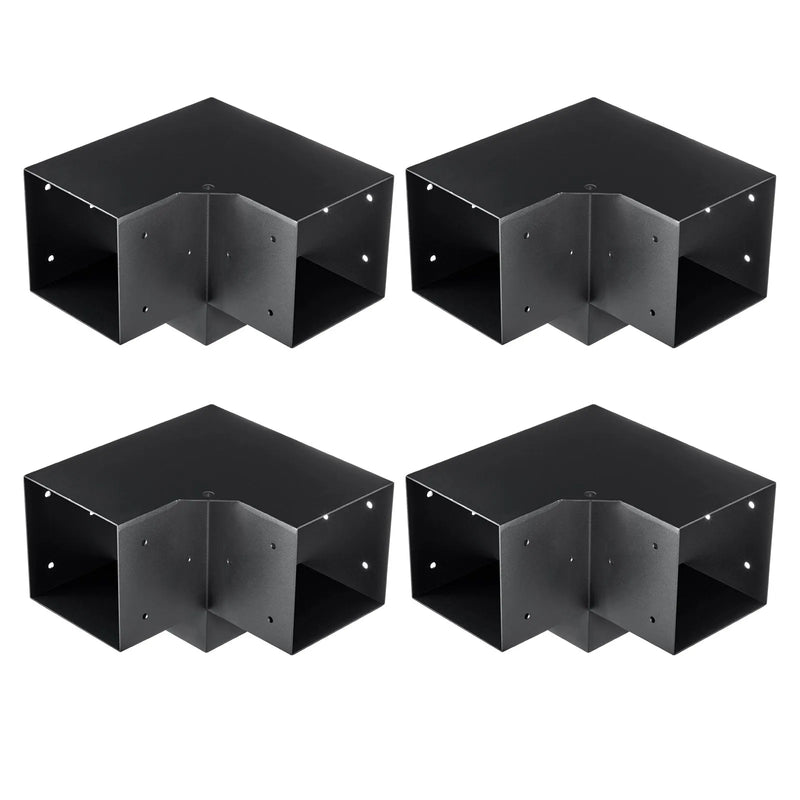VEVOR pergolas stūra stiprinājumu komplekts 152 × 152 mm, iekšējais izmērs 142 × 142 mm, 3 virzienu lielas slodzes savienojumi koka brusām un stabiem, lapenēm, terases pergolām un koka nojumēm, 4 gab.