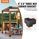 VEVOR pergolas stūra stiprinājumu komplekts 152 × 152 mm, iekšējais izmērs 142 × 142 mm, 3 virzienu lielas slodzes savienojumi koka brusām un stabiem, lapenēm, terases pergolām un koka nojumēm, 4 gab.