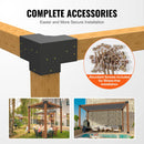 VEVOR pergolas stūra stiprinājumu komplekts 152 × 152 mm, iekšējais izmērs 142 × 142 mm, 3 virzienu lielas slodzes savienojumi koka brusām un stabiem, lapenēm, terases pergolām un koka nojumēm, 4 gab.