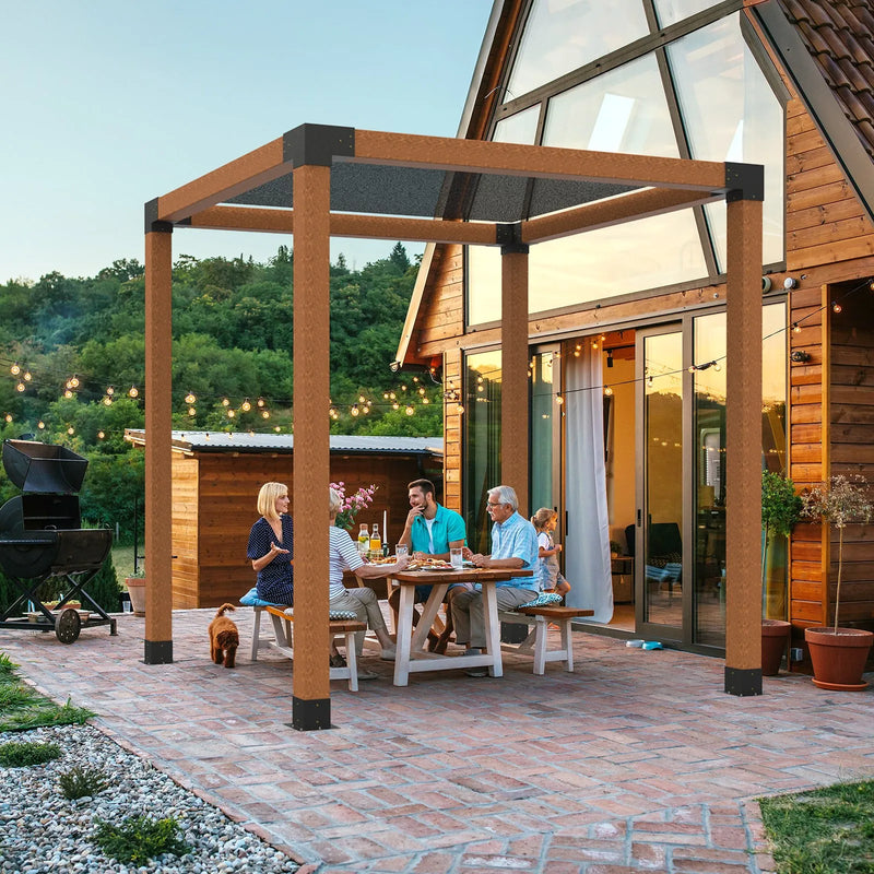 VEVOR pergolas stūra stiprinājumu komplekts 152 × 152 mm, iekšējais izmērs 142 × 142 mm, 3 virzienu lielas slodzes savienojumi koka brusām un stabiem, lapenēm, terases pergolām un koka nojumēm, 4 gab.