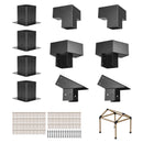 VEVOR pergolas stiprinājumu komplekts 92 × 92 mm brusām, smailam jumtam, 3 un 4 virzienu savienojumi ar stabu pamatnēm un kores stiprinājumiem, lapenēm un nojumēm, 14 gab.