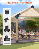 VEVOR pergolas stiprinājumu komplekts 92 × 92 mm brusām, smailam jumtam, 3 un 4 virzienu savienojumi ar stabu pamatnēm un kores stiprinājumiem, lapenēm un nojumēm, 14 gab.