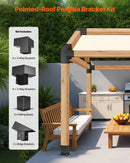 VEVOR pergolas stiprinājumu komplekts 92 × 92 mm brusām, smailam jumtam, 3 un 4 virzienu savienojumi ar stabu pamatnēm un kores stiprinājumiem, lapenēm un nojumēm, 14 gab.
