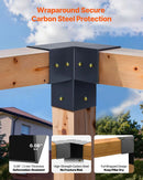 VEVOR pergolas stiprinājumu komplekts 92 × 92 mm brusām, smailam jumtam, 3 un 4 virzienu savienojumi ar stabu pamatnēm un kores stiprinājumiem, lapenēm un nojumēm, 14 gab.