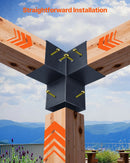 VEVOR pergolas stiprinājumu komplekts 92 × 92 mm brusām, smailam jumtam, 3 un 4 virzienu savienojumi ar stabu pamatnēm un kores stiprinājumiem, lapenēm un nojumēm, 14 gab.