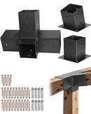 VEVOR pergolas stiprinājumu komplekts 92 × 92 mm koka brusām, slīpi 4 virzienu savienojumi no oglekļa tērauda ar stabu pamatnēm un sienas stiprinājumiem, pergolām, lapenēm un nojumēm