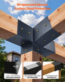 VEVOR pergolas stiprinājumu komplekts 92 × 92 mm koka brusām, slīpi 4 virzienu savienojumi no oglekļa tērauda ar stabu pamatnēm un sienas stiprinājumiem, pergolām, lapenēm un nojumēm