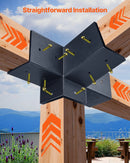 VEVOR pergolas stiprinājumu komplekts 92 × 92 mm koka brusām, slīpi 4 virzienu savienojumi no oglekļa tērauda ar stabu pamatnēm un sienas stiprinājumiem, pergolām, lapenēm un nojumēm