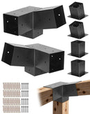 VEVOR pergolas stiprinājumu komplekts 92 × 92 mm koka brusām, 2 slīpi 3 virzienu savienojumi ar 2 stabu pamatnēm un 2 sienas stiprinājumu pamatnēm, pergolām, lapenēm un nojumēm