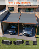 VEVOR pergolas stiprinājumu komplekts 92 × 92 mm koka brusām, 2 slīpi 3 virzienu savienojumi ar 2 stabu pamatnēm un 2 sienas stiprinājumu pamatnēm, pergolām, lapenēm un nojumēm