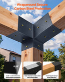 VEVOR pergolas stiprinājumu komplekts 92 × 92 mm koka brusām, 2 slīpi 3 virzienu savienojumi ar 2 stabu pamatnēm un 2 sienas stiprinājumu pamatnēm, pergolām, lapenēm un nojumēm