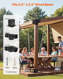 VEVOR pergolas stiprinājumu komplekts 92 × 92 mm koka brusām, slīpi 3 virzienu savienojumi no oglekļa tērauda ar skrūvēm un stabu pamatnēm, lapenēm un nojumēm, 8 gab.