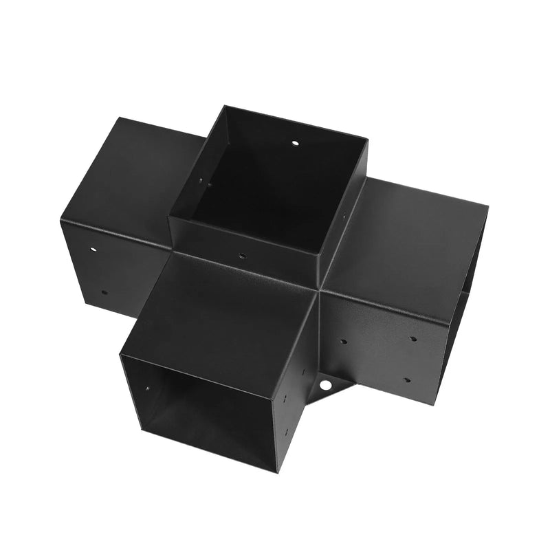 VEVOR pergolas stūra stiprinājumu komplekts 152 × 152 mm, iekšējais izmērs 142 × 142 mm, 4 virzienu lielas slodzes savienojumi koka brusām un stabiem, lapenēm, terases pergolām un koka nojumēm, 2 gab.
