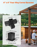 VEVOR pergolas stūra stiprinājumu komplekts 102 × 102 mm, iekšējais izmērs 89 × 89 mm, 4 virzienu lielas slodzes savienojumi koka brusām un stabiem, lapenēm, terases pergolām un koka nojumēm, 2 gab.
