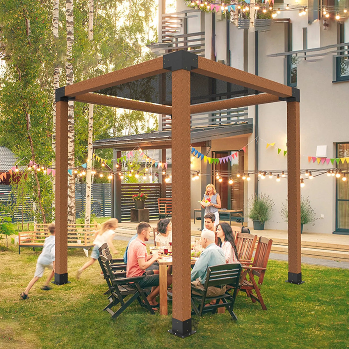 VEVOR Pergola Corner Bracket Set 152 × 152 mm, Inner Size 142 × 142 mm, 3-Way Heavy-Duty Connectors for Wooden Beams and Posts, Pergola Slats, Patio Pergolas and Wooden Canopies, 4 Pieces